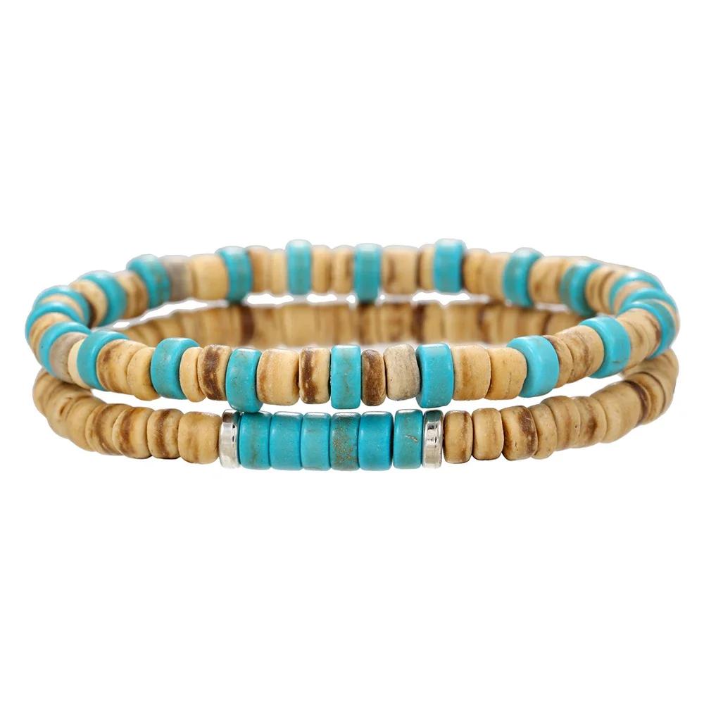 Best-selling Multi-layer Buddha Wood Bead Bracelets Sets Men's Retro Style Multi-layer Elastic Thread Adjustable Wooden Bracelet