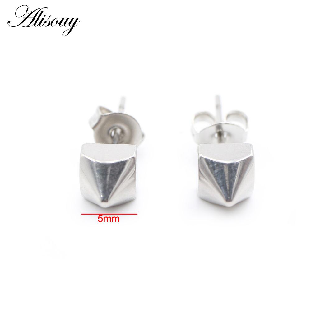 Alisouy 2 STÜCKE Edelstahl Kreuz Sechseck Kegel Spike Quadratisch Rund Ohrstecker Ohrringe Tragus Piercing Fake Taper Für Männer Frauen