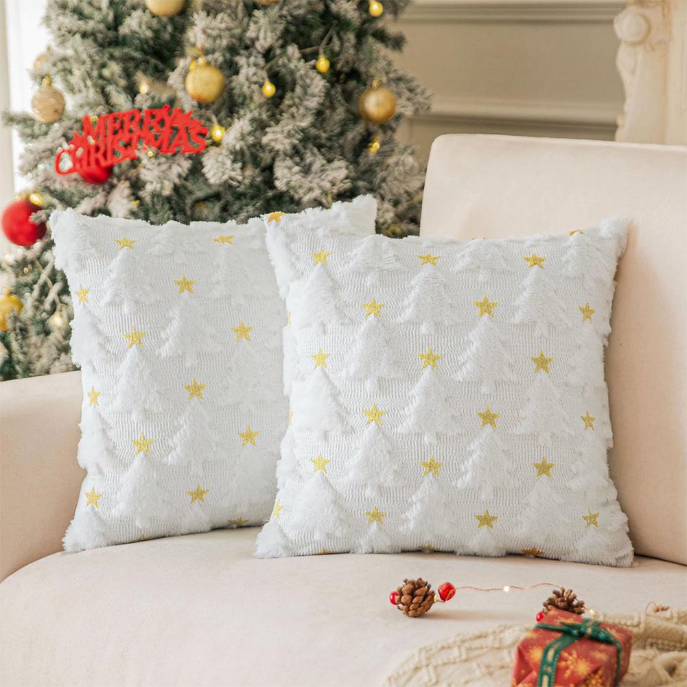 1/2Pcs 45x45cm Christmas Tree Soft Plush Pillowcase Cushion Cover Couch Cushion Case for Couch Sofa Christmas Winter Home Decor