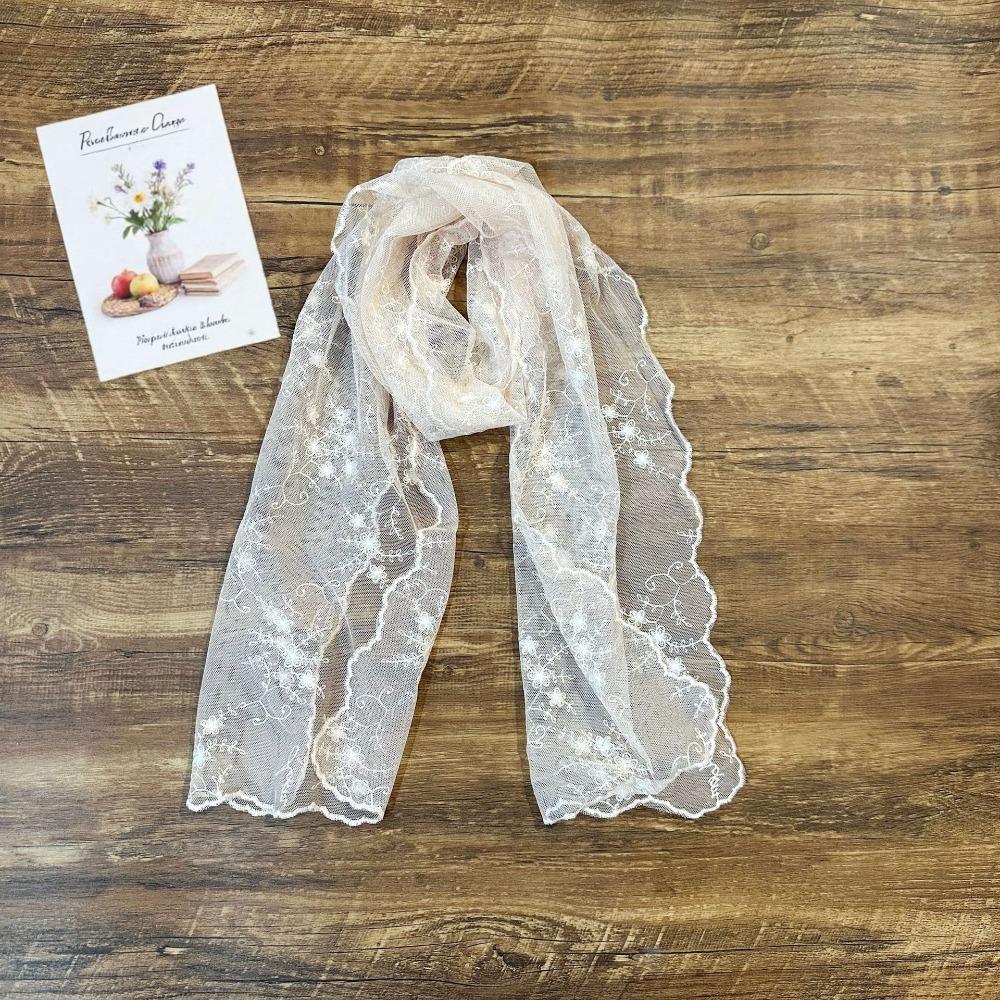 New Lace Embroidery Lace Scarf Literary Yarn Elegant Long Scarf Korean Style Embroidery Scarf Elegant розовый
