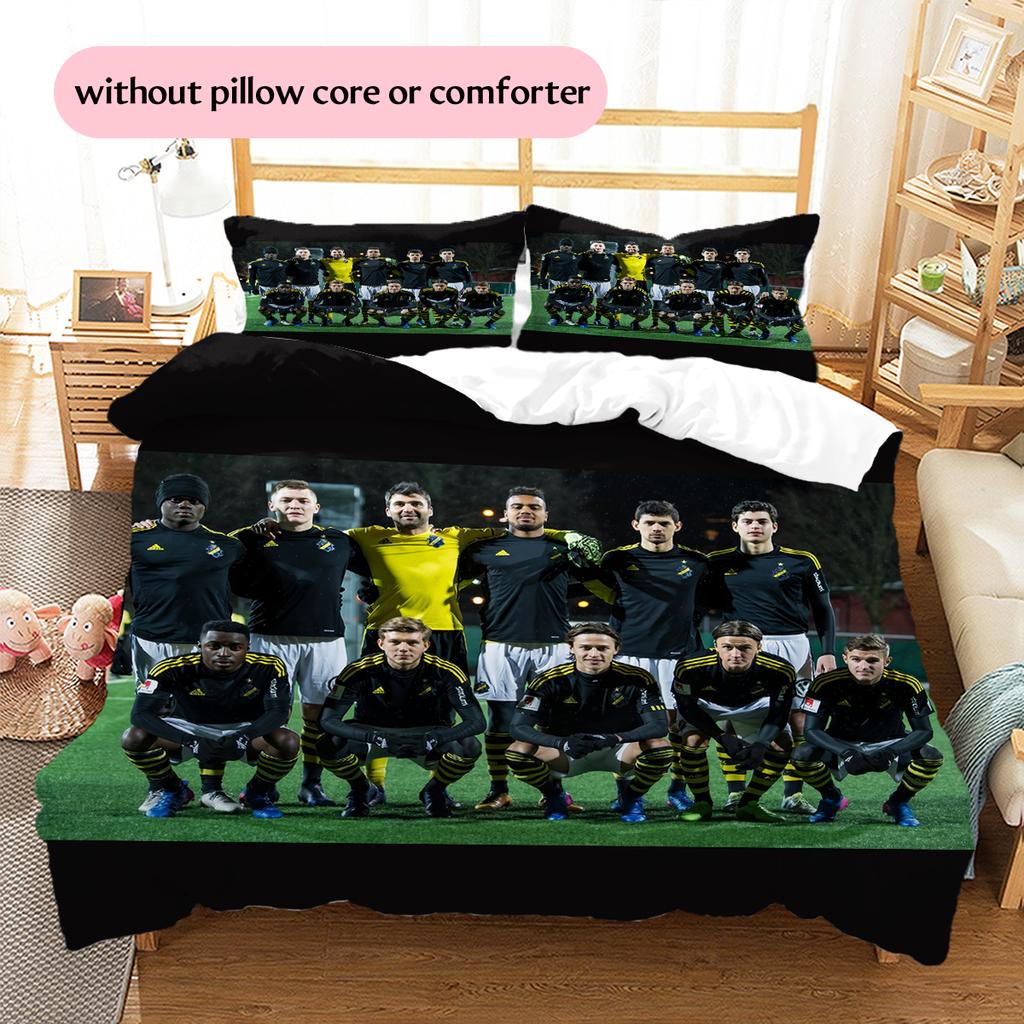 FC AIK Pattern Bedding Home Decoration Birthday Gift (1 * Duvet Cover + 2 * Pillowcase, Without Core)