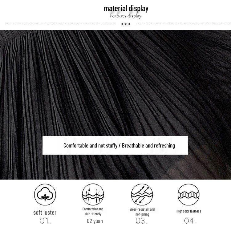 Women's Elastic Waist Pleated Chiffon Mini Skirt - Anti-Exposure, Slimming, Age-Reducing, Versatile Loose Fit for Spring/Summer.