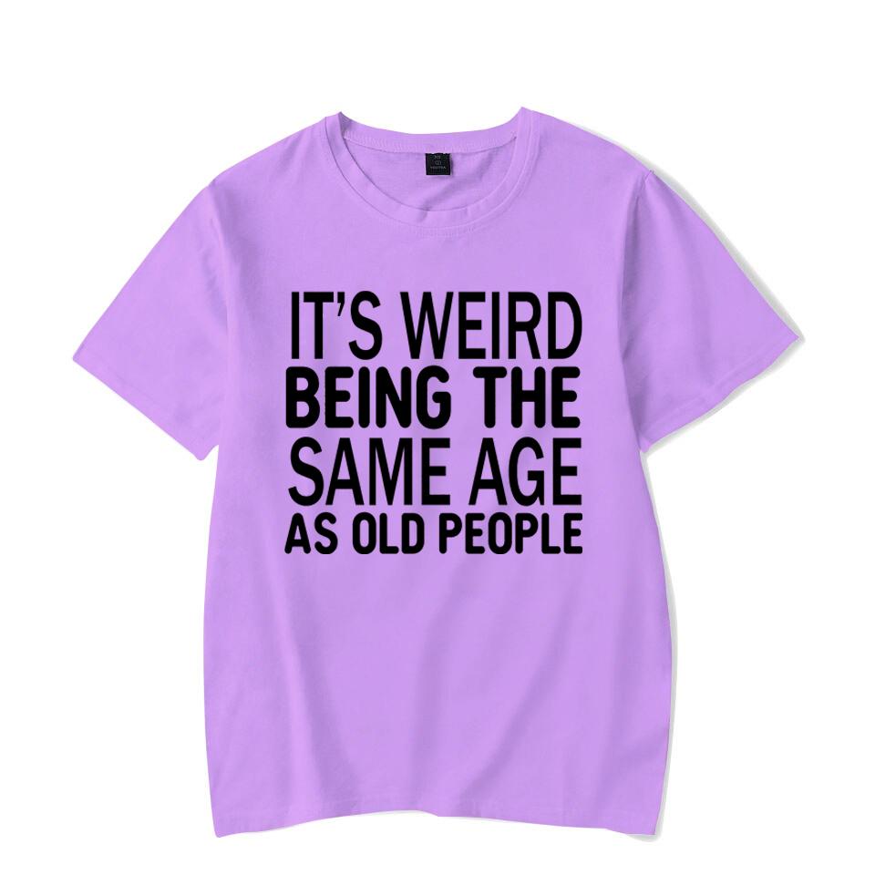 Круто, это странно быть ровесниками, футболка с принтом для женщин, летние модные повседневные футболки, топы с короткими рукавами M фиолетовый