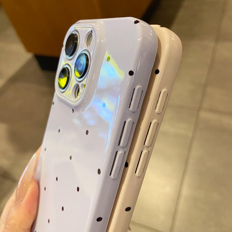 Luxuriöse Süße Wellenpunkt Muster Handyhülle für IPhone 17 16 15 14 13 12 Pro Max 17air Glänzend Stoßfeste Handyhülle Mädchen Geschenk
