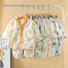 2026 Summer Children Short Sleeve Cardigan Underwear Suits Baby Spring V-Neck Cartoon Thin Pajama Set Home Wear Clothing Suit for Girl Boy
