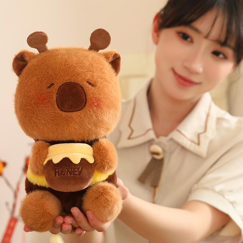 Cute police capybara doll plush toy capybara turned into bee doll children's company soothing doll