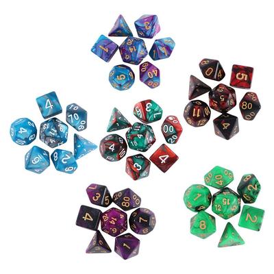 D20 Playing Games for RPG DnD 7pcs/Set Mixed Color Dice Double-Colors Polyhedral Dice Acrylic Dice