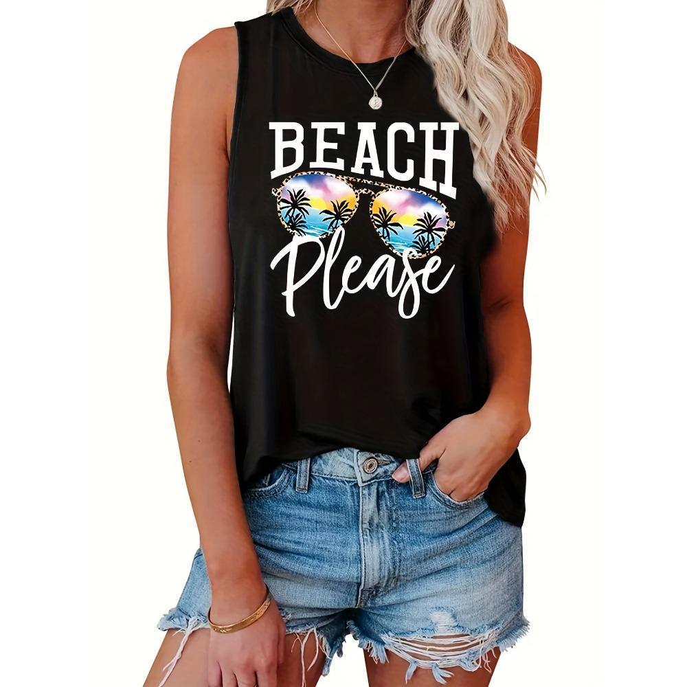 

Женская летняя пляжная футболка с принтом большого размера без рукавов с надписью «Please Print» 2XL