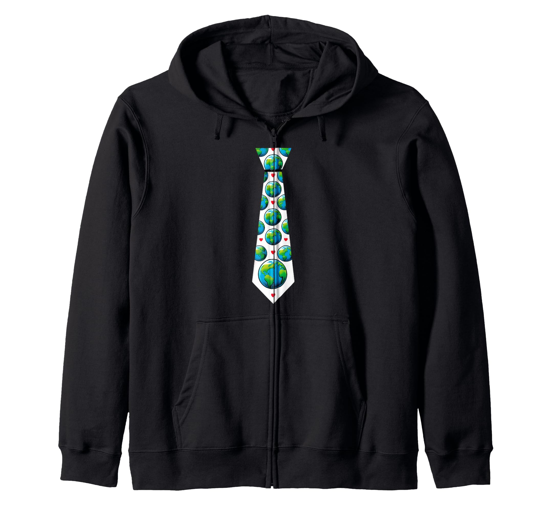 Earth Day Tie, Globe Tie, Graphic Globe Tie, Boys, Men, Kids, Zip Hoodie