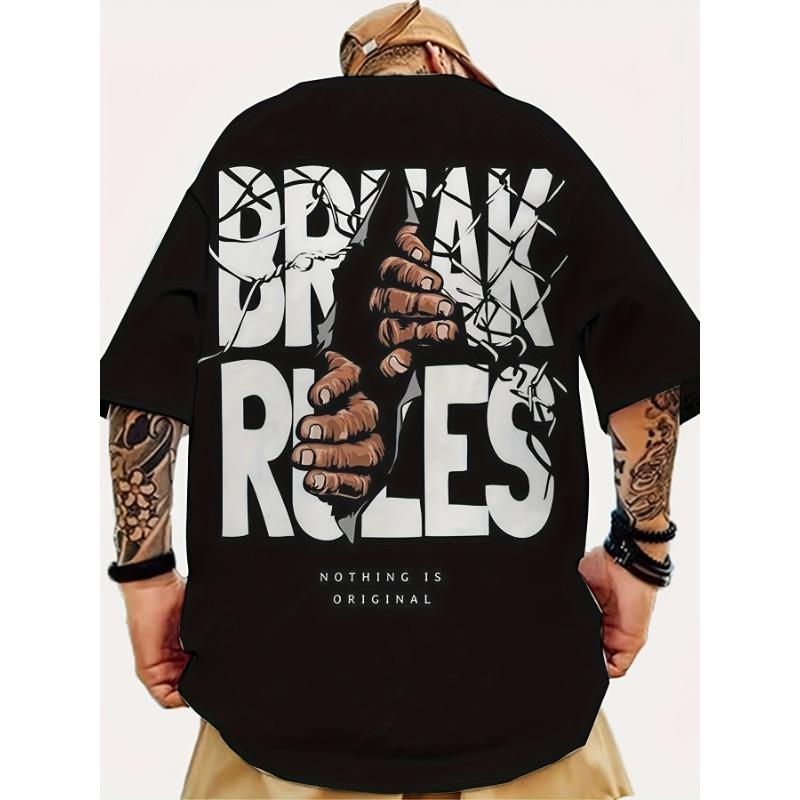 

Европейские размеры Мужская модная футболка с 3D-печатью текста, Уличная мода Харадзюку, Повседневная футболка с коротким рукавом и круглым вырезом S чёрный