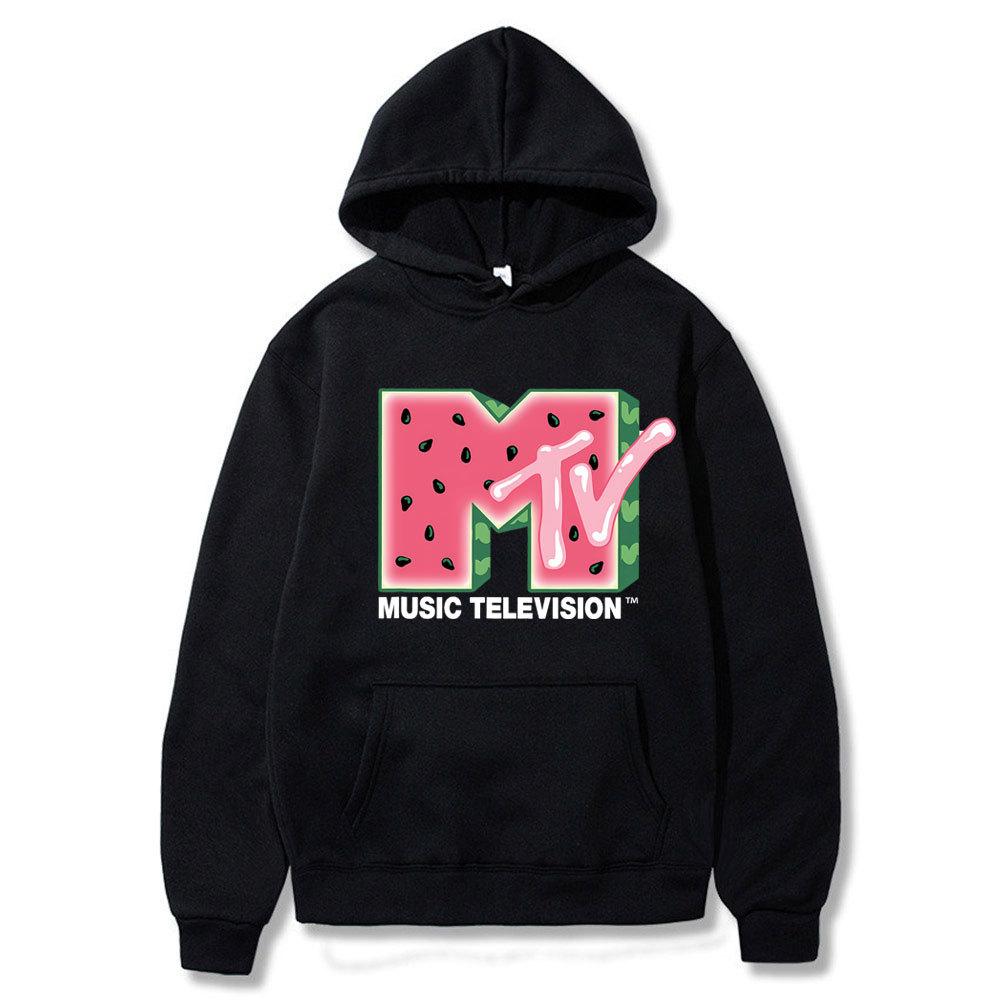 MTV Music Television Watermelon Potlač Mikiny s kapucňou Módna mikina Hip Hop Ležérne Unisex Jesenné Zimné Flísové Topy Sudaderas