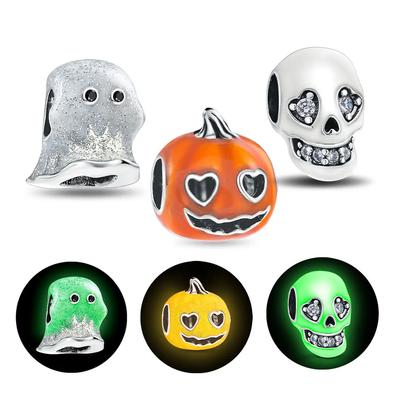 Passend für Original-Charms-Armbänder Halloween Leuchtet im Dunkeln Boo Geist Gruselige Kürbis Schädel Kupfer-Charms Schmuck