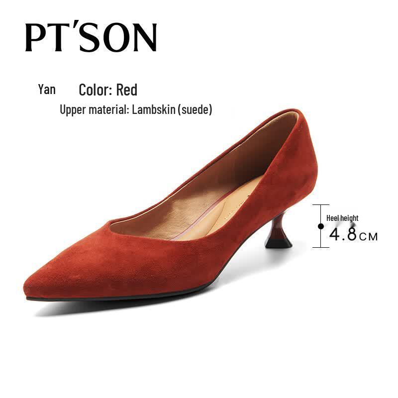 Baitiansen Women s Kitten Heel Lambskin Pumps 37