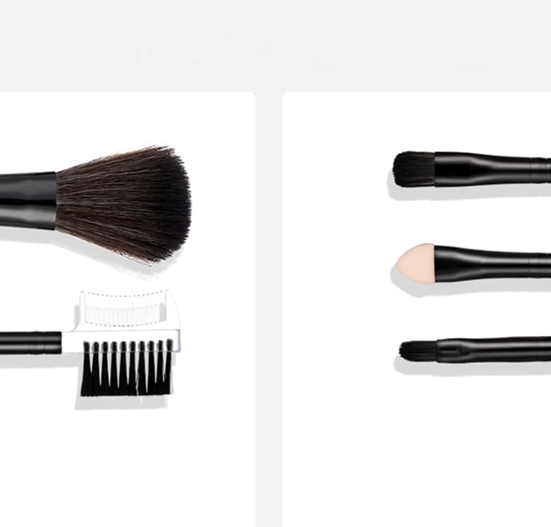 KIRA 5Pcs Makeup Brush Set For Powder, Concealer, Shading, Eyeliner, Lash & Brow Comb With Smooth And Comfortable For Women (Black)