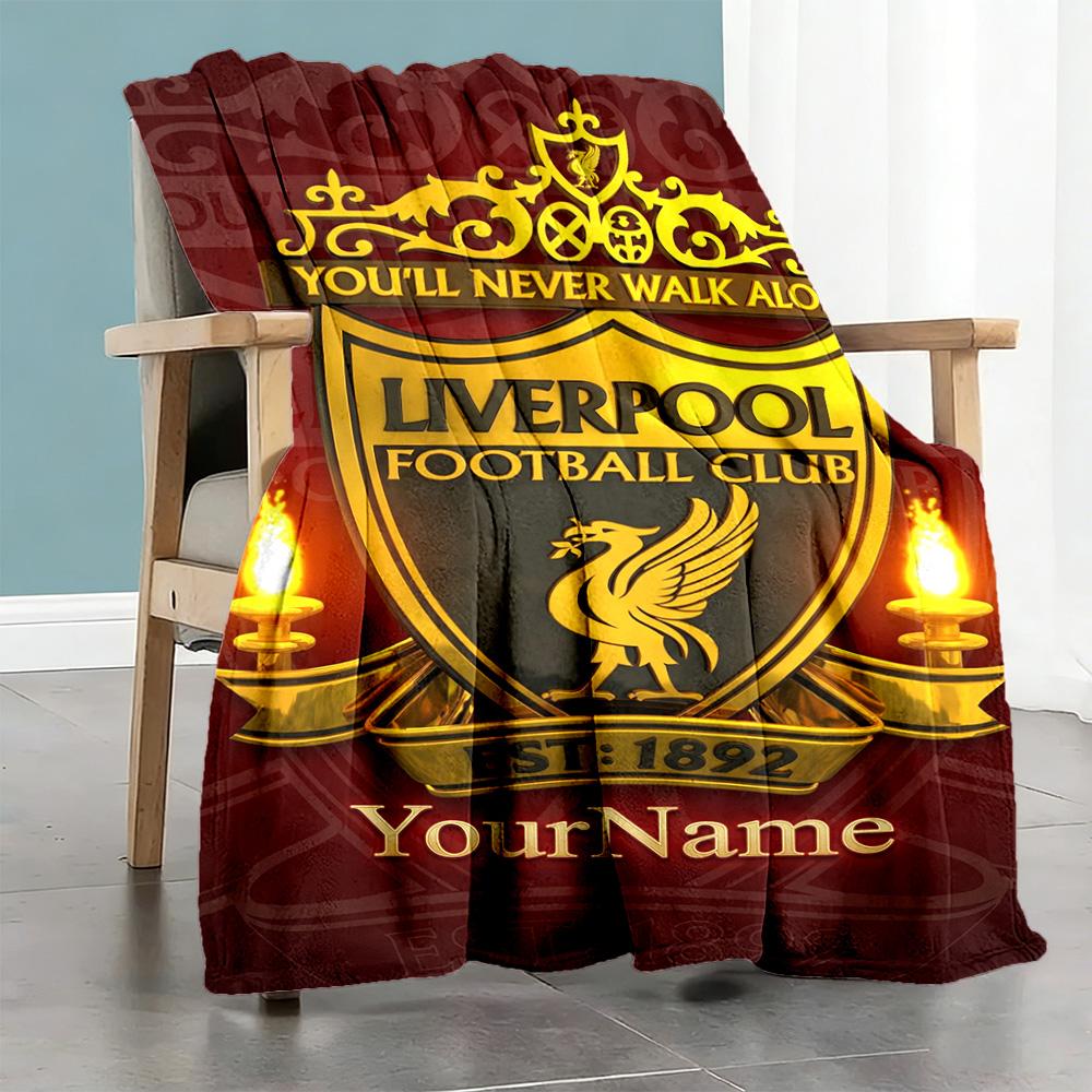 Liverpool Customize Your Name Blanket Gift Customizable Blanket Soft Warm Cozy Throw For Sofa Picnics Livingroom Chair Ideal for All Seasons