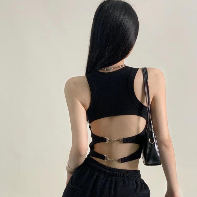 Top Canotta Donna Piccante Senza Schiena con Imbottiture sul Seno e Design a Bandeau