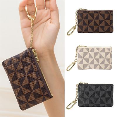 Taška na klíče na mince Řetízek Dámská Mini kabelka na mince Luxusní Designový kostkovaný Malý zip Krátká peněženka Dámská Přebalovací váček