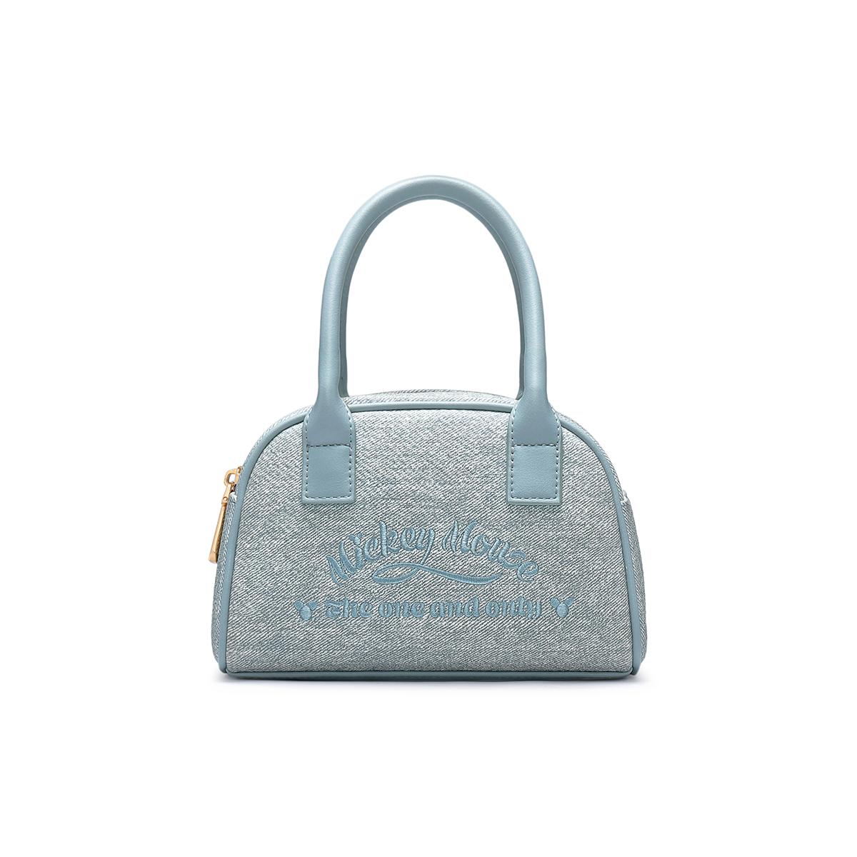 

New Disney Mickey Series Fabric, PU Boston Bowling Bag, Shoulder Bag, Handbag Women s Denim Blue DHF51647-A 20.1*8.4*13.5CM