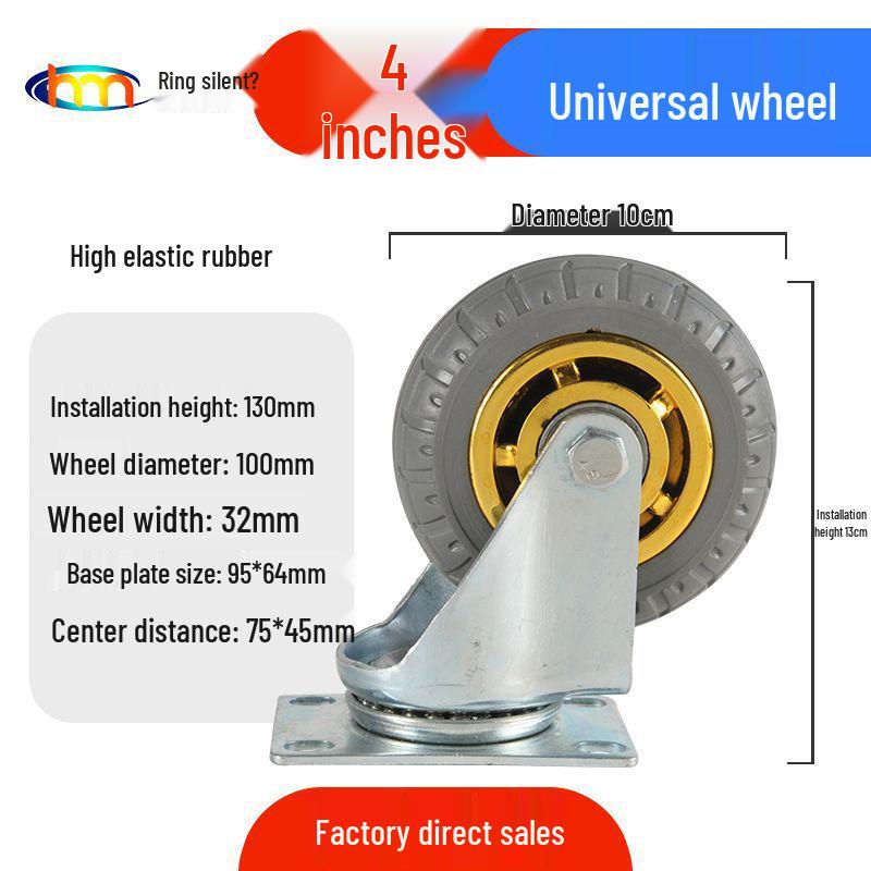 Schwerlast-Gummi-Lenkrollen mit Bremse - Doppelt gelagert, Größen 3/4/5 Zoll