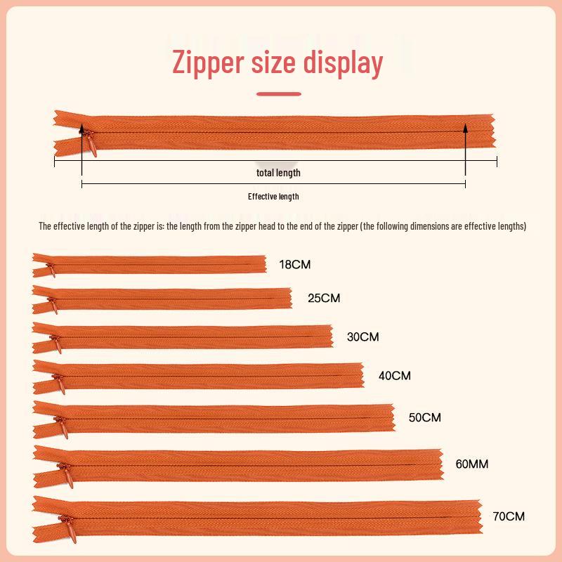 Fermeture éclair invisible colorée pour jupes, pantalons et chemises (18-70CM)