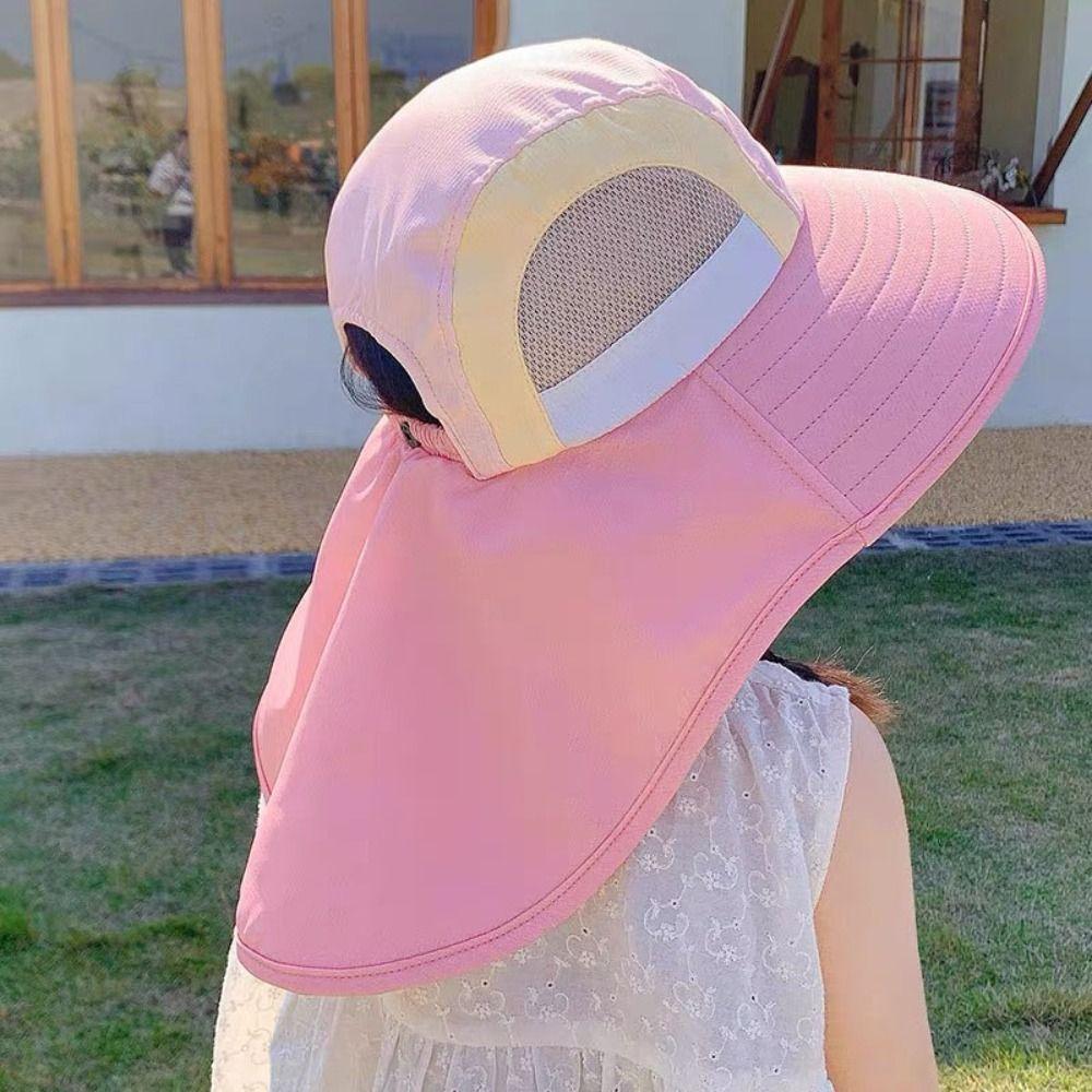 UV Protection Baby Fisherman Cap Sunscreen Wide Brim Bucket Hat Fashion Kids Sun Hat  Girls