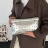 Large Capacity Rivet Envelope Clutch Bag Elegant Solid Metallic Sheen Handbag  Daily