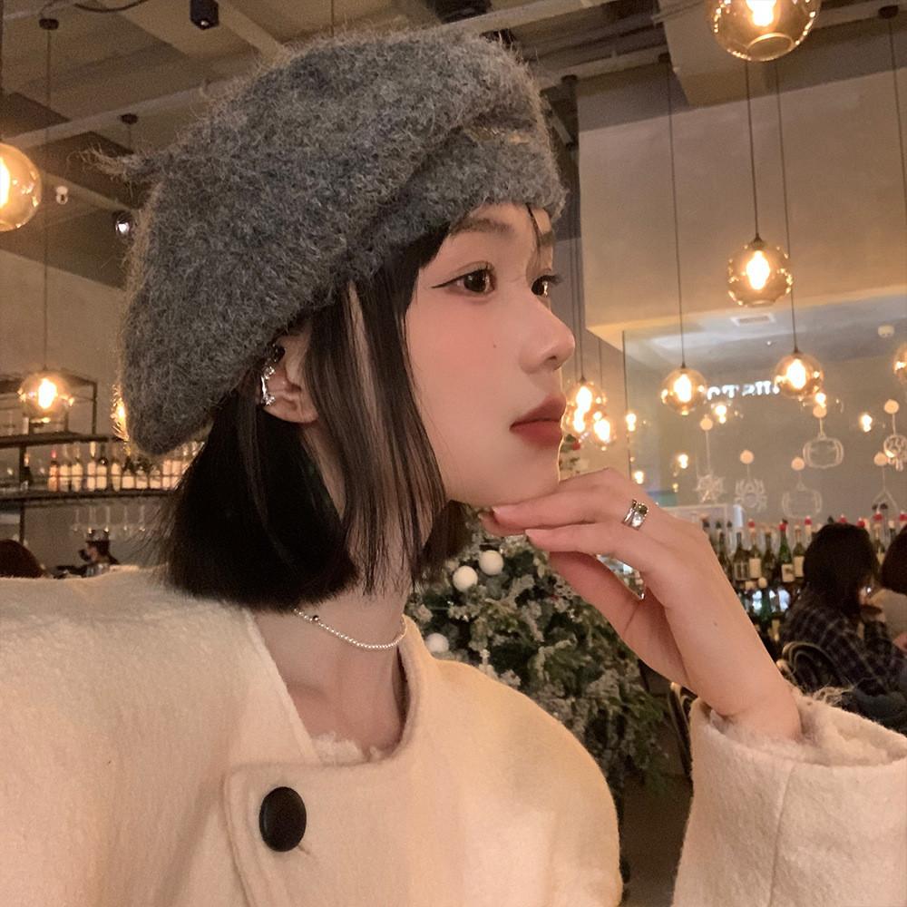 Beret Mohair Elegant For Women Stylish Winter Warmth Large Fit Hat