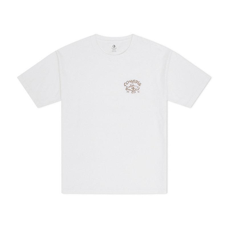 Converse T Shirts Men s White Crew Neck Moderate 10028727-A01 L