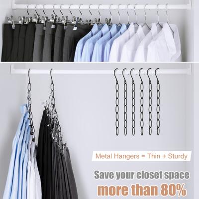6/10Pcs Metal Chain Clothes Hanger Organizer with 7 Slots Multiple Hangers In One Collapsible Vertical Space Saving Hanger Multifunctional Closet