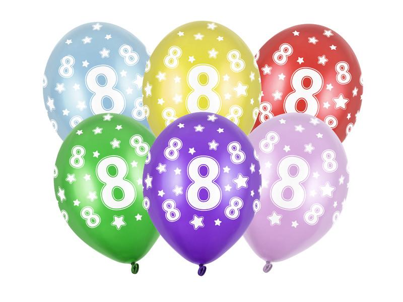 Balony 30Cm, 8Th Birthday, Metallic Mix (1 Op. / 50 Szt.)