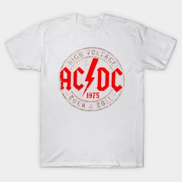 Vintage ACDC 1975 T-ShirtHip Hop Unisex Crew Neck Top Short Sleeve T Shirt Gothic High Street Casual Prints Suitable