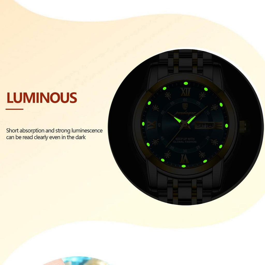 Dames quartzhorloge Nieuw waterdicht lichtgevend horloge met dubbele kalender