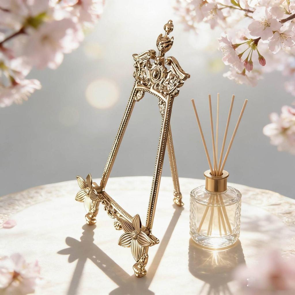 Tabletop Frame Stand Ornate with Crowned Golden Finish-Tone