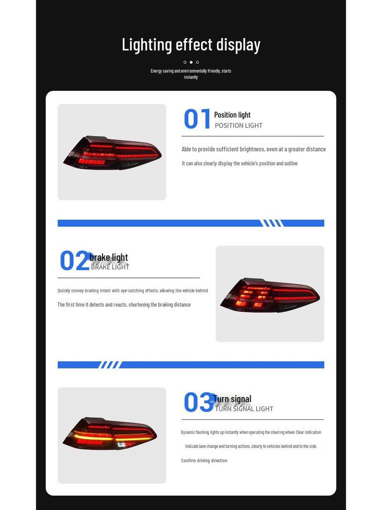 LED Daytime Running & Flowing Rear Tail Light for 2013-2020 Volkswagen Golf 7