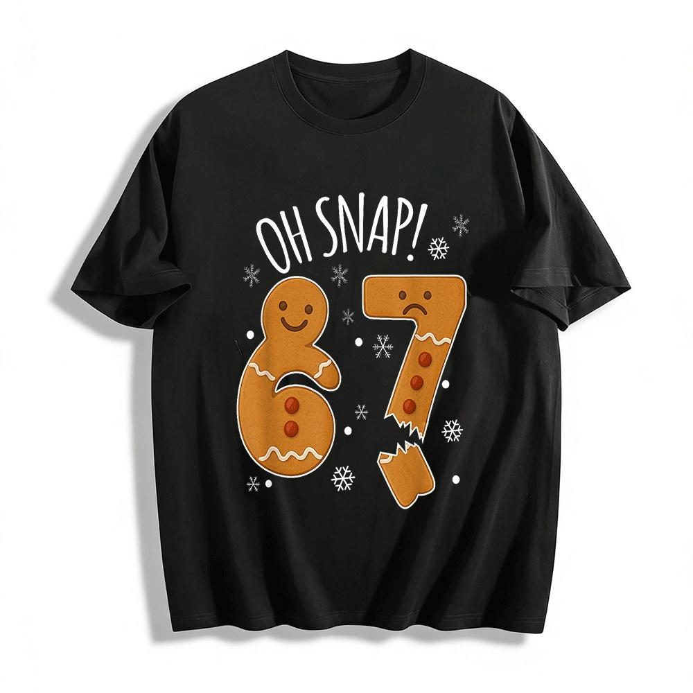 Oh Snap Christmas Gingerbread Man Number 67 Graphic Top Pure cotton T-shirt XXS
