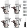 Furniture Casters 50mm TPR Set of 4 with Brake, L-plate, 360° Swivel - Total Capacity 270 Kg