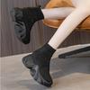 Moda Nuevo 8CM Botines de Punto Elástico Calcetín de Tela Plataforma Cuña Tobillo Slip on Primavera Otoño Moda Mujer Zapatos Bling de Pedrería