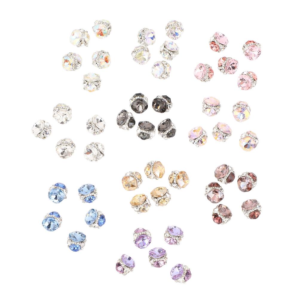 50 Pcs Nail Crystal Rhinestones 10 Types Multi Shapes Jewels Stones Sparkle 3D Nail Art Charms for