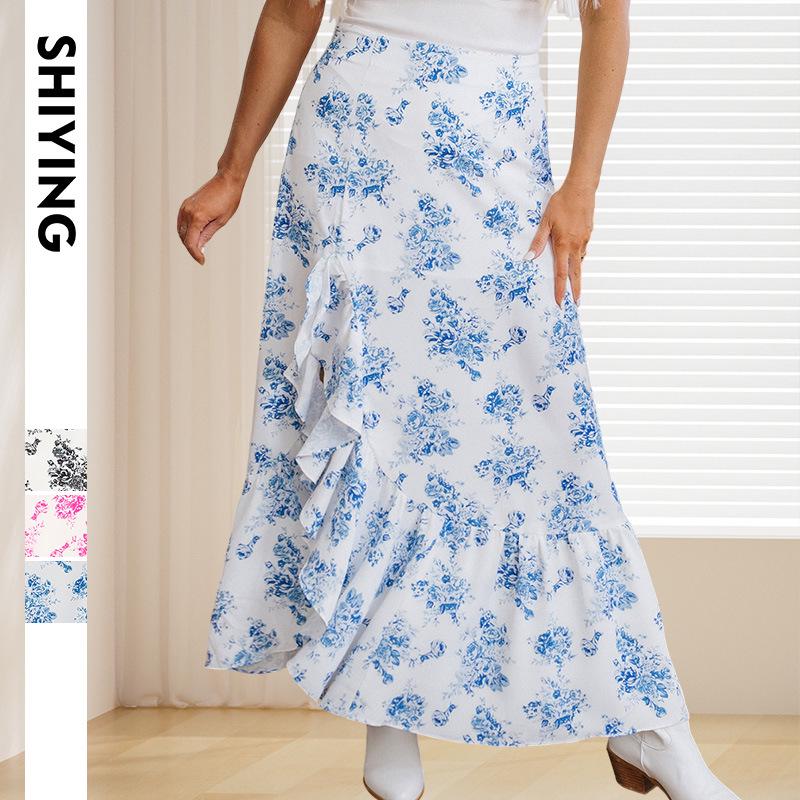 

Shiying Bohemian Floral Ruffle Midi Skirt - Spring/Summer Collection XL
