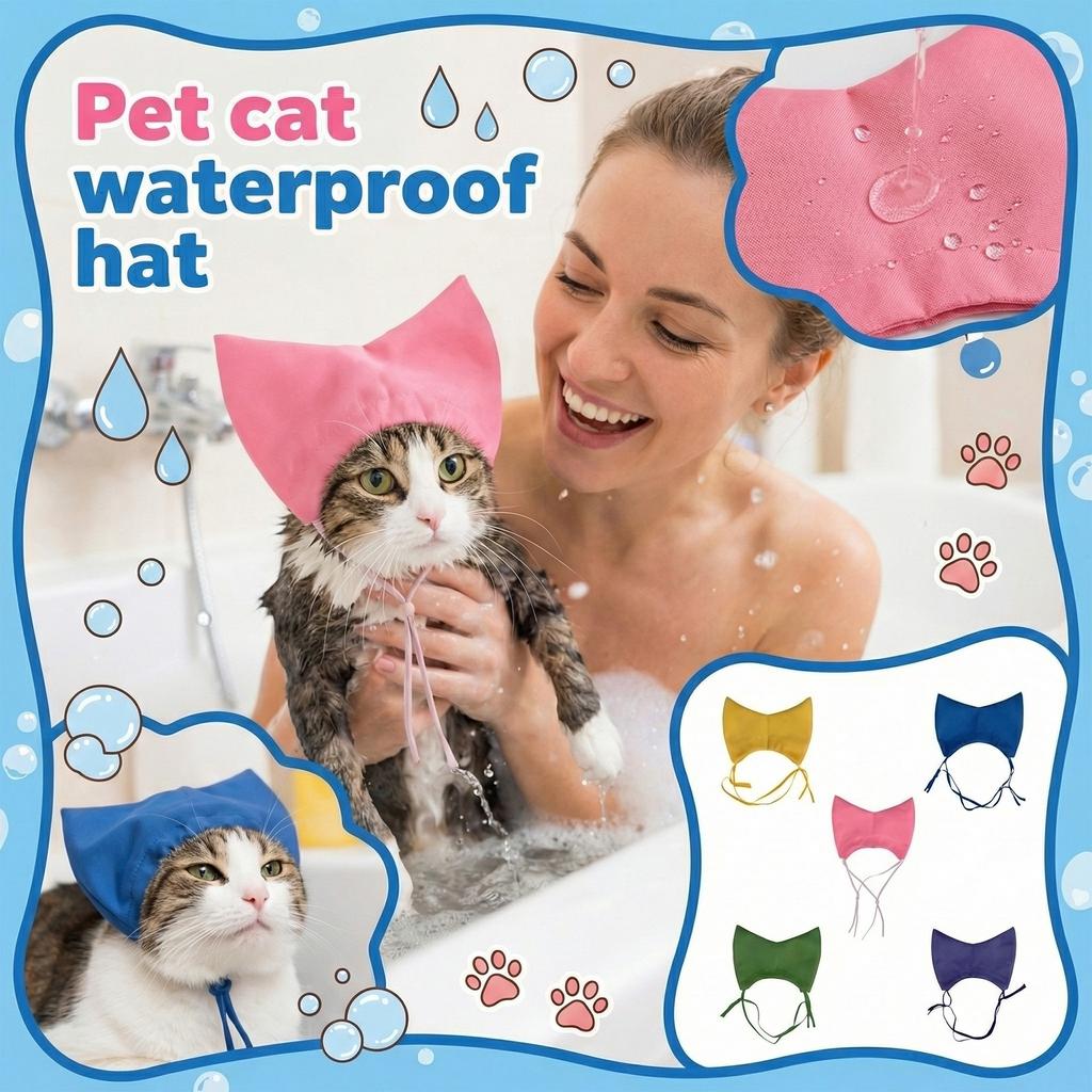 Cats Bath Hat With Ear – Adjustable & Cute Shower Cap For Bathing & Swimming