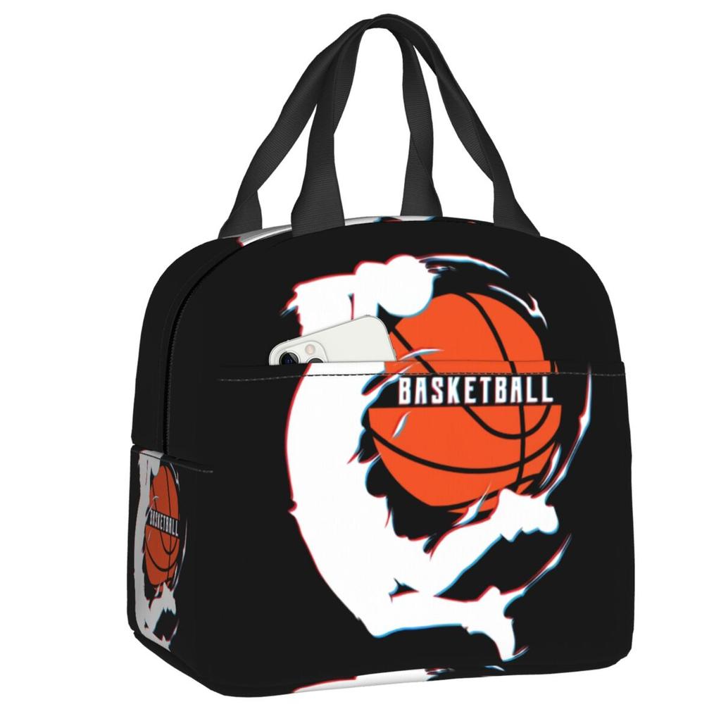 Custom Basketball Sports Pattern Insulated Lunch Bags for Women Portable Thermal Cooler Food Lunch Box Kids School Children