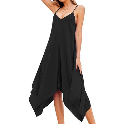 Fashion Womens Overalls Casual Solid Colour Dress Beach Sleeveless Dress