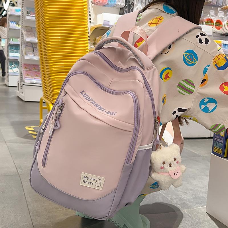 Children's Schoolbags Elementary School Girls Junior High School Students Contrasting Color Backpacks High School Students College Students