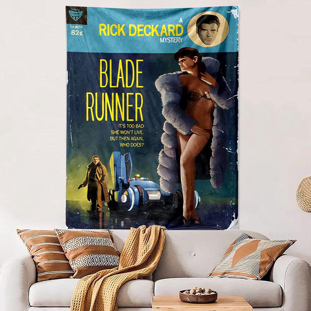 Blade Runner Deckard Tapestry Wall Hanging, Rick Deckard Movie Poster Art, Retro Wall Decor for Bedroom Living Room Dorm