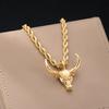 Geometric Bull‑Head Pendant Necklace for Women, Minimal Street‑Style Animal Charm Necklace, Trendy Casual Daily Neck Jewelry