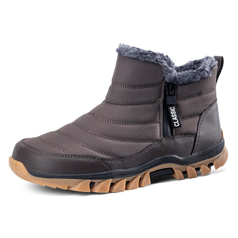 Winter cotton shoes high waist double zipper snow boots waterproof and non-slip velvet warm thickened medium shoes