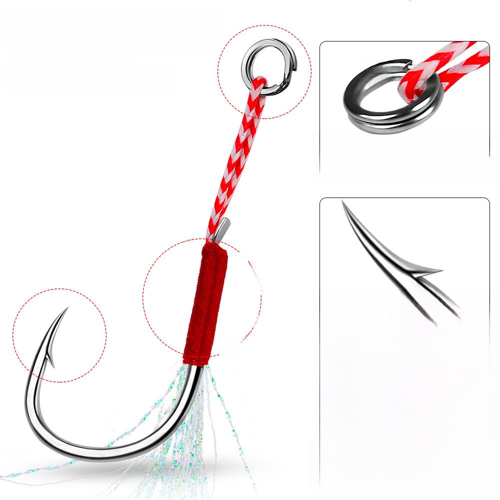 Ise Ni High Carbon Steel Barbed Hook with Feather for Sea Fishing
