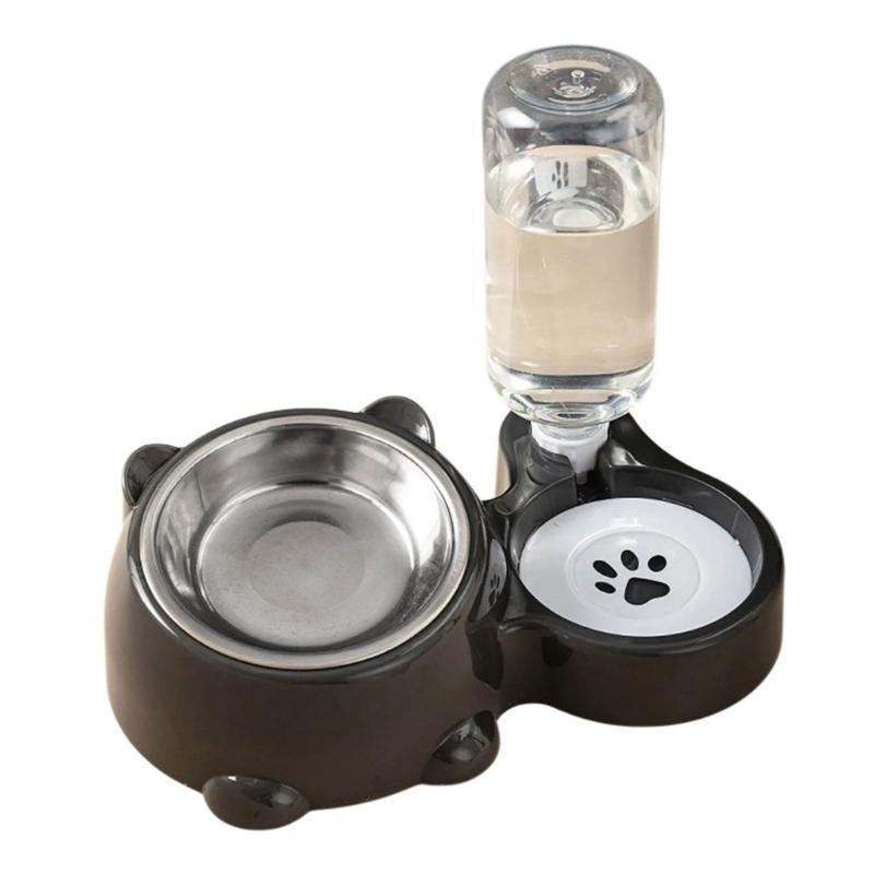 Elevated Cats Dog Bowl Set Leak Resistant Drinking Bottle Detachable Metal Feeder Dish Space Saving Design