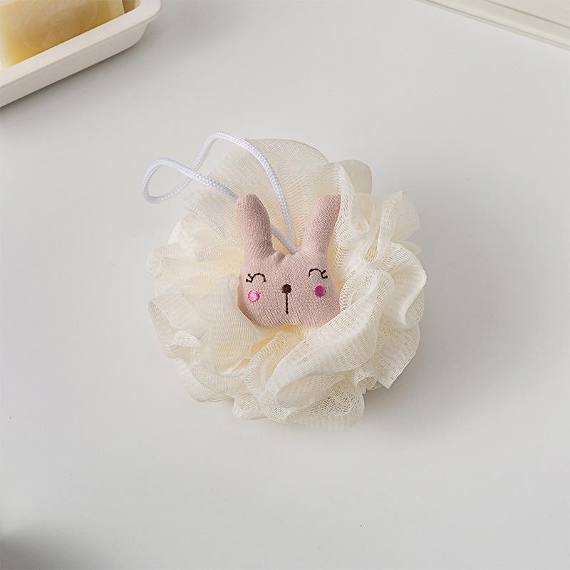 Adorable Ribbon Fruit Bath Scrubber: Large Anti-Scattering Shower Pouf for Back Scrubbing