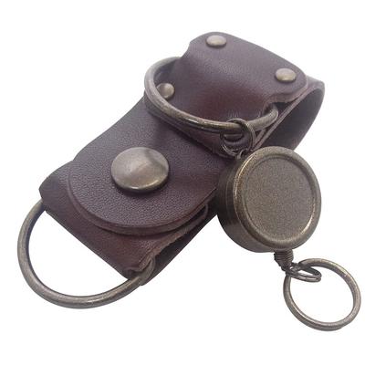 Tochigi Leather Belt Loop Keychain for Men and with Two and a Reel Key [highstyle] Women, D-Rings (Antique/Dark Brown)